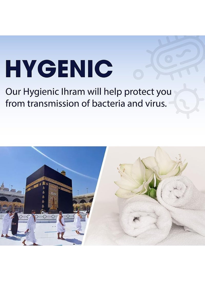 Generic Ihram clothing for men for Hajj and Umrah - 2 white towels - 100% natural healthy combed cotton towels, weight 1000 grams  - Image 3