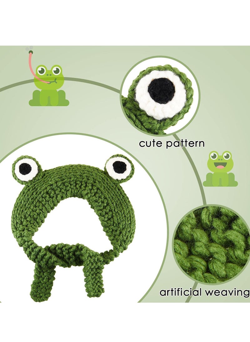 KASTWAVE مجموعة من 2 قبعة على شكل ضفدع لطيف، عصابة رأس كروشيه محبوكة في الهواء الطلق، قبعة على شكل عين ضفدع كبيرة، قبعة واقية للأذن، قبعات تنكرية للمهرجانات للفتيات - Image 5