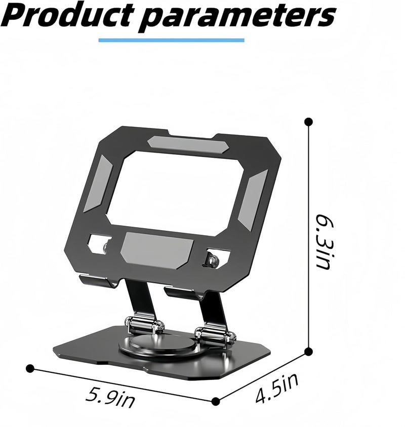 Hold Up حامل لوحي قابل للتعديل وقابل للطي من الألمنيوم 360 درجة قابل للدوران لحماية الآيباد، الأجهزة اللوحية، والهواتف الذكية، حامل دوران مرن للطاولة السريرية - Image 2