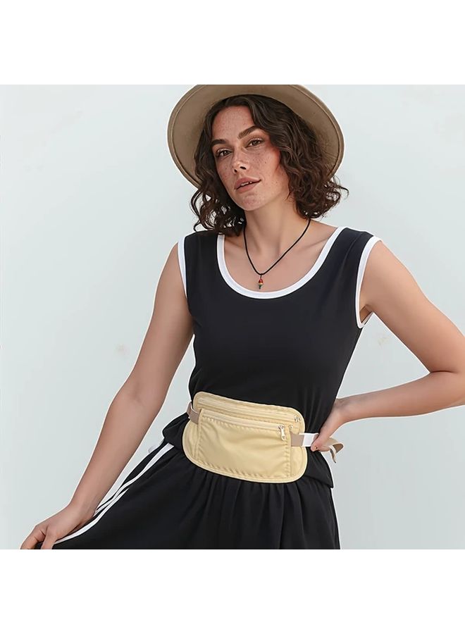Ultra Thin Anti Theft Womens Running Waist Bag Beige 25 5x13 5 Cm - Image 2