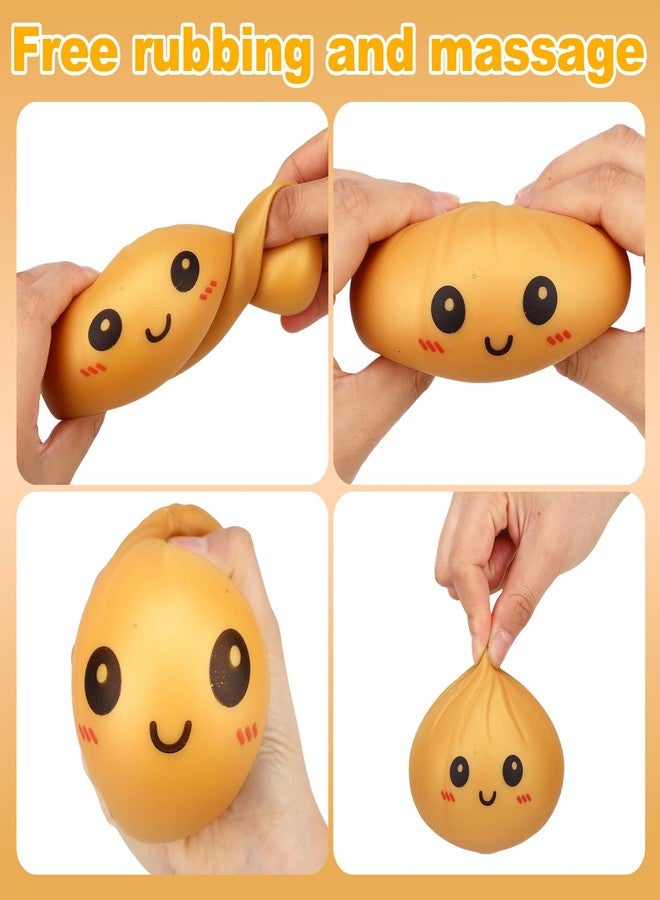 Sinbana Giant Dumpling with Steamer Box, Soft Big Dumpling Fidget with Cute Expression Large Squeeze for Adults Birthday Holiday Present (Gold) - Image 4