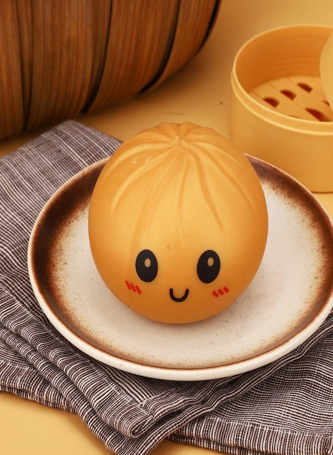 Sinbana Giant Dumpling with Steamer Box, Soft Big Dumpling Fidget with Cute Expression Large Squeeze for Adults Birthday Holiday Present (Gold) - Image 3