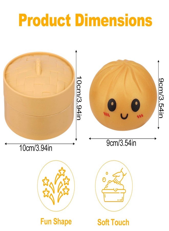 Sinbana Giant Dumpling with Steamer Box, Soft Big Dumpling Fidget with Cute Expression Large Squeeze for Adults Birthday Holiday Present (Gold) - Image 2