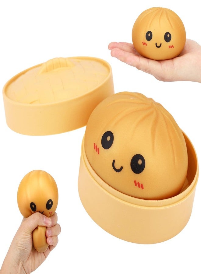 Sinbana Giant Dumpling with Steamer Box, Soft Big Dumpling Fidget with Cute Expression Large Squeeze for Adults Birthday Holiday Present (Gold) - Image 1