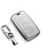 SANRILY 1pcs for Land Rover Key Fob Cover 2021 Keyless Remote Key Case Shell for Range Rover Sport Jaguar XF Leather Key Ring White - Image 2