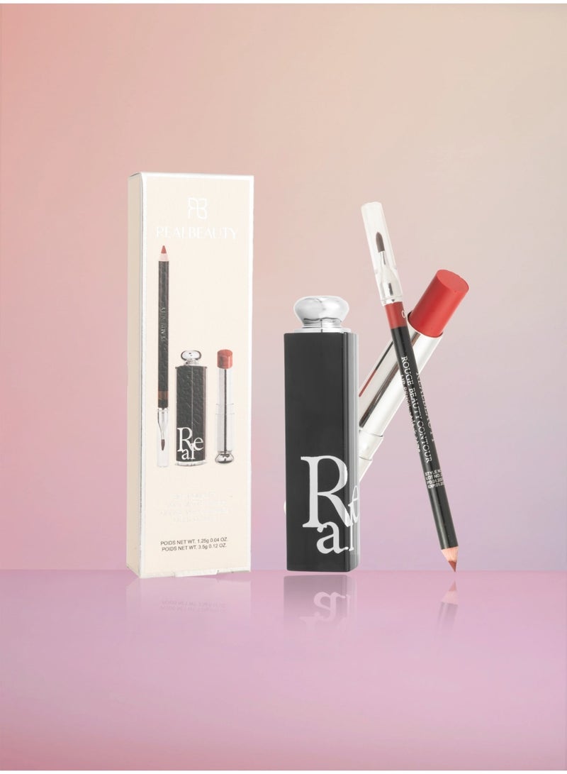 ريال بيوتي ثلاثي الشفاه الفاخر – ثبات وجاذبية (احمر شفاه سائل ثابت-روج كريمي- قلم تحديد الشفاه - Image 3