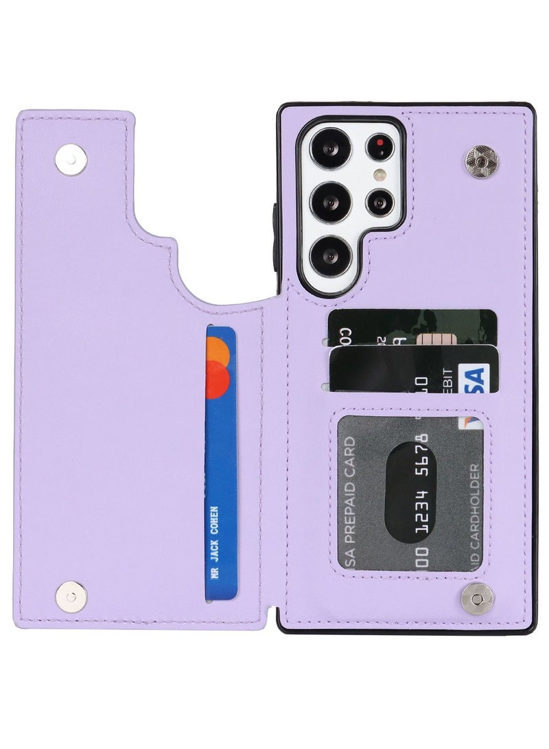 Suteni Magnetic Back Cover Card Slots Leather Phone Case for Samsung - Image 3