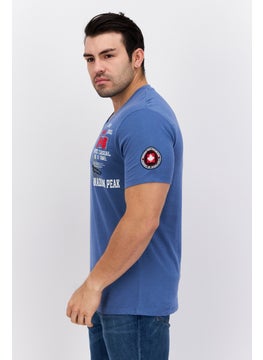 Canadian Peak Men V Neck Short Sleeve Graphic T Shirt, Light Blue Combo  - Image 4