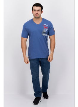 Canadian Peak Men V Neck Short Sleeve Graphic T Shirt, Light Blue Combo  - Image 3