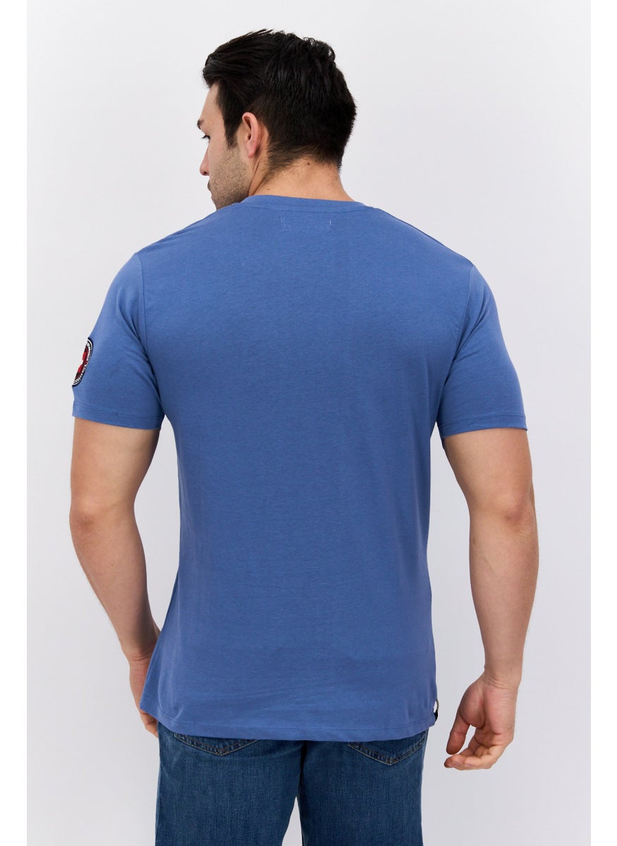 Canadian Peak - Men V Neck Short Sleeve Graphic T Shirt, Light Blue Combo - Image 1