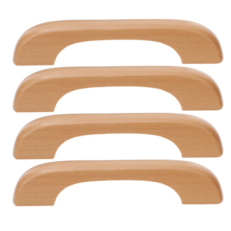 96mm Solid Beech Wood Cabinet Handles Drawer Pulls 10pcs With Screws For Kitchen Wardrobe - Image 2