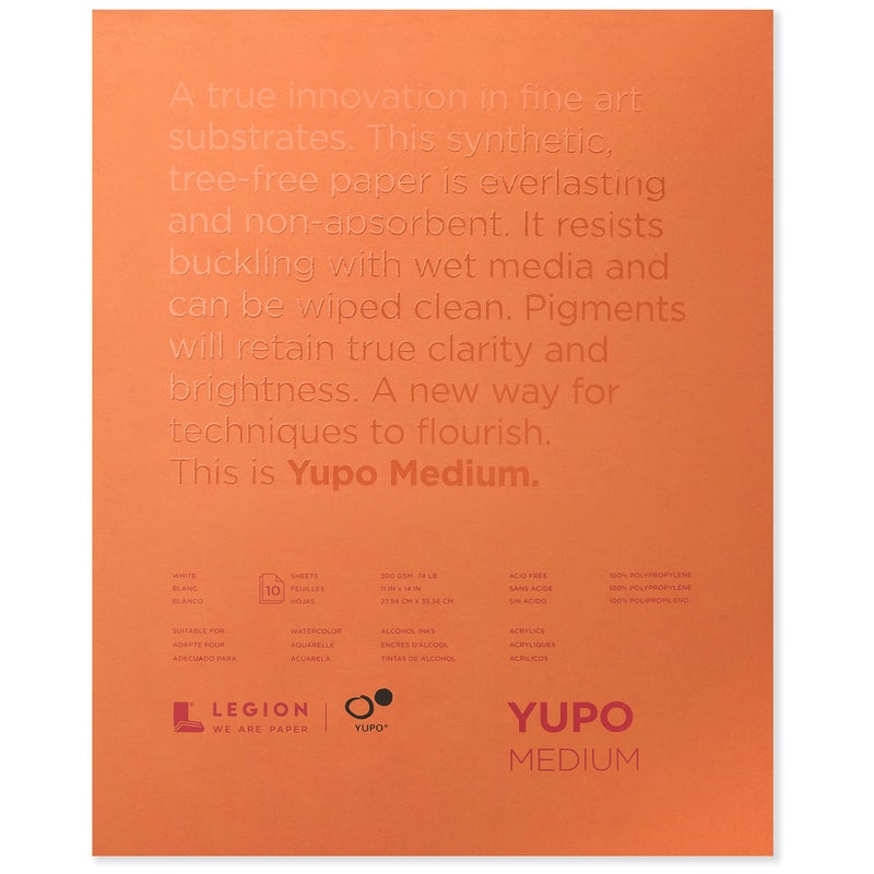 Legion Yupo Synthetic Paper Pad - 11" x 14", Bright White, 10 Sheets - Image 1