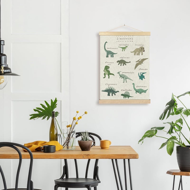 BCUANGD Dinosaur Dino Wall Decor  Baby Toddler Boys Room Wall Art Poster Hanger with Wood Frames Inspirational Wall Hanging Canvas Decor for Kids Room Nursery Bedroom 12x16 Inches - Image 4