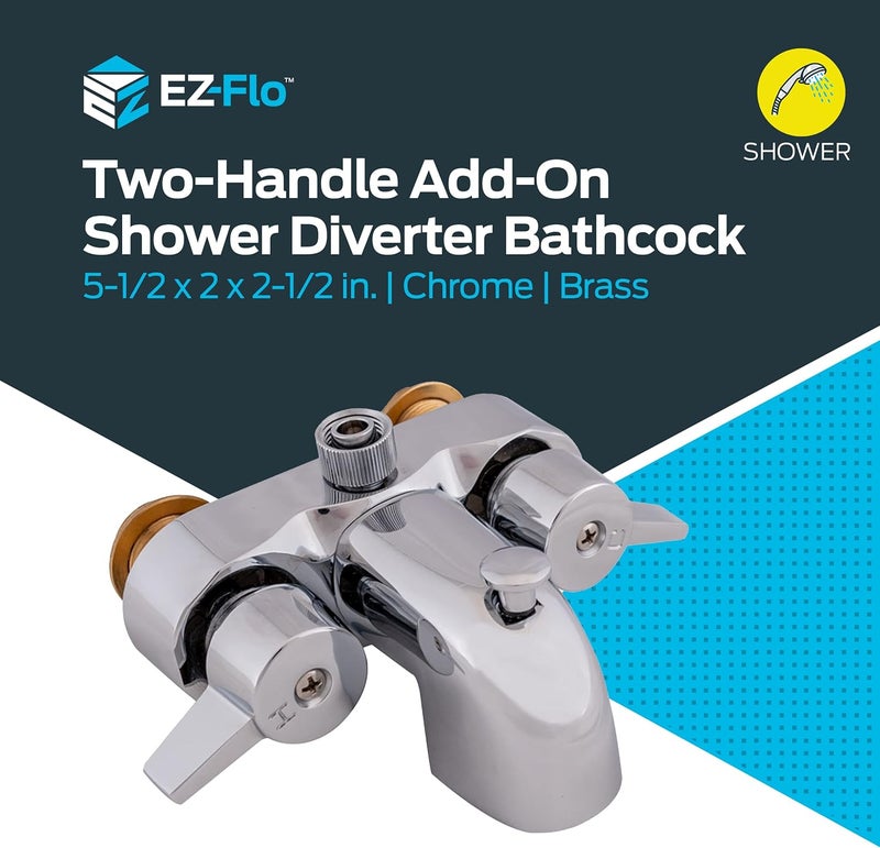 EZFLO Two-Handle Add-On Shower Diverter Bathcock, Chrome Plated, 11129 - Image 2