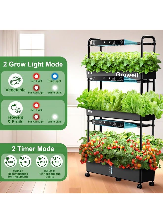 growell Large Hydroponics Growing System Kit, 90 Pods Vertical Hydroponic Garden with 2 Light Modes Grow Light, Auto Circulating Water System, 40L Indoor Gardening System for Herb Vegetable Fruit - Image 5