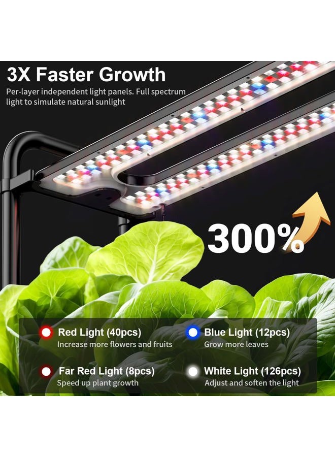 growell Large Hydroponics Growing System Kit, 90 Pods Vertical Hydroponic Garden with 2 Light Modes Grow Light, Auto Circulating Water System, 40L Indoor Gardening System for Herb Vegetable Fruit - Image 4