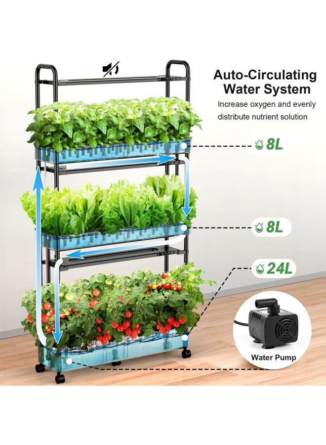 growell Large Hydroponics Growing System Kit, 90 Pods Vertical Hydroponic Garden with 2 Light Modes Grow Light, Auto Circulating Water System, 40L Indoor Gardening System for Herb Vegetable Fruit - Image 3