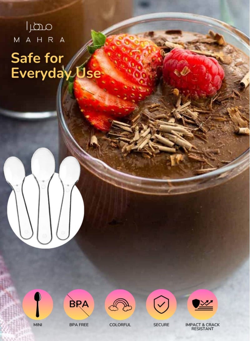 Pack of 200 | Small Transparent Plastic Single-Use Dessert Spoons | BPA-Free, Durable & Shatterproof | Great for Sweets | Suitable for Weddings, Baby Celebrations, Eid & More | 3 x 0.8 Inches  - Image 2