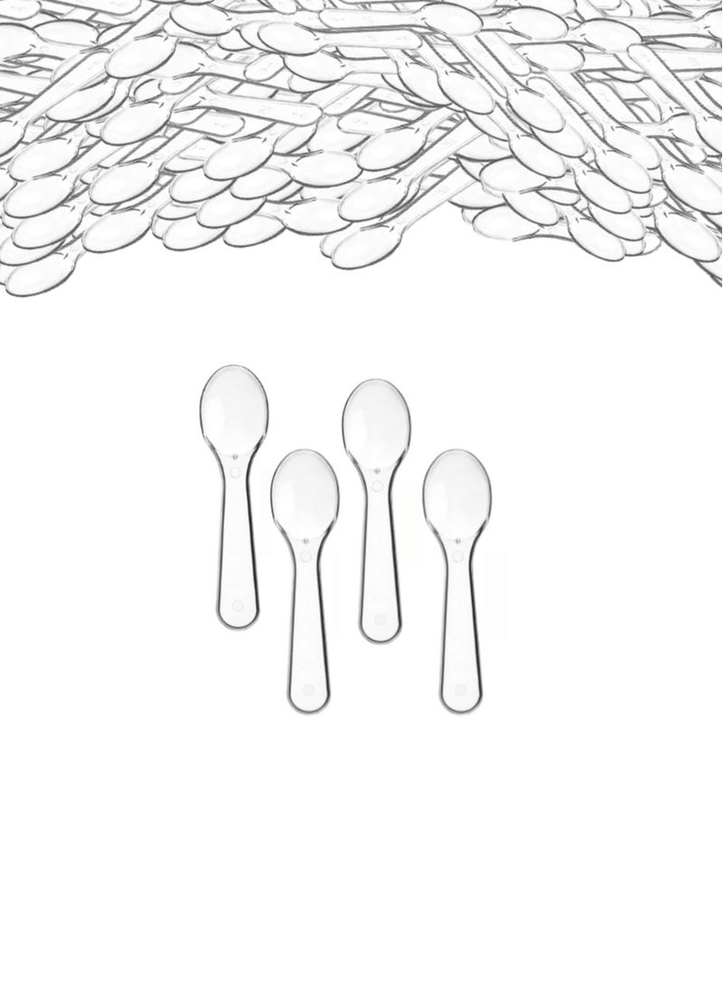 Pack of 200 | Small Transparent Plastic Single-Use Dessert Spoons | BPA-Free, Durable & Shatterproof | Great for Sweets | Suitable for Weddings, Baby Celebrations, Eid & More | 3 x 0.8 Inches  - Image 1