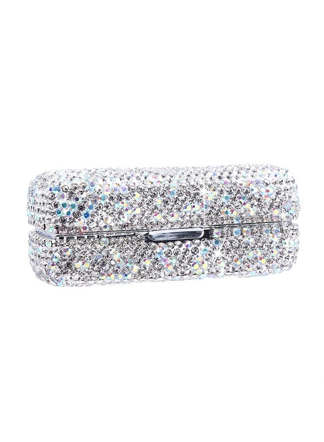 Calidaka Crystal Lipstick Case Holder Shiny Rhinestone Lipstick Organizer with Mirror Portable Bling Diamonds Lipstick Storage Holder Lip Gloss Makeup Storage Bag - Image 3