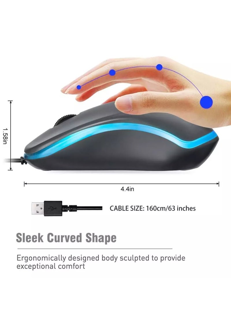 JITOPKEY M120 USB Wired Mouse, Rainbow Lights Optical Corded Computer Mouse, Comfortable Click for Office and Home Mice, Compatible with Windows PC, Laptop, Desktop, MacBook, Chromebook (Grey)  - Image 4