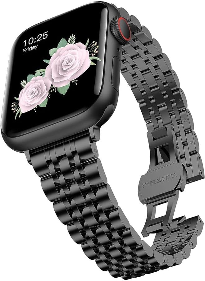 baozai - baozai Thin Band Compatible with Apple Watch Band 49mm 45mm 44mm 41mm 40mm, Women Slim Stainless Steel Metal Wristband for Apple Watch Series 8/7/6/5/4/SE/Ultra - Image 1