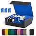 UAONO Trading Card Storage Box Holds 1800 Sleeved Cards with 10 Dividers  3 Stoppers Magnetic Closure PU Leather Card Case for MTG PTCG YGO Sports Cards BlackBlue - Image 2