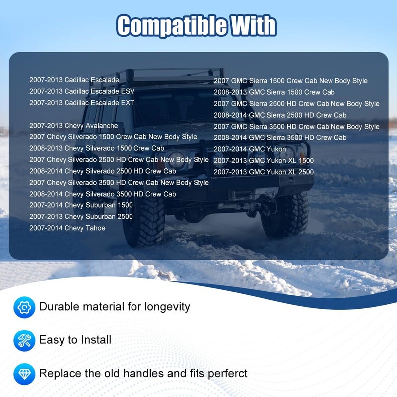 NPAUTO Black Exterior Door Handle Replacement Set for Chevy Silverado, Cadillac Escalade, GMC Sierra, Yukon (2007-2013) - Image 3