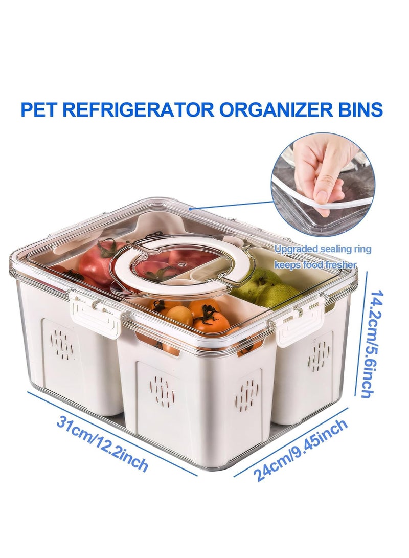 TRASSLE Fruit Storage Containers for Fridge with Lids, Handle and Removable Colanders, Portable Refrigerator Fruit Organizer Bins, BPA-Free Fresh Produce Saver & Food Box  - Image 2