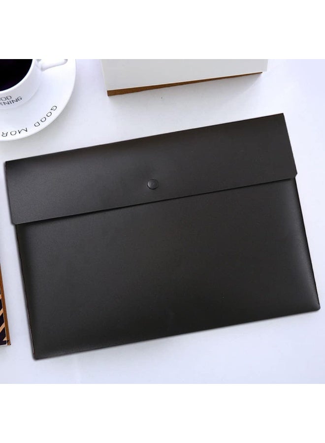 5 Folder Pockets, A4 Envelope Document Manager, Waterproof Plastic Document Holder, With Buckle Sealing Button, Suitable For School, Home, And Office Stationery (Black) - Image 4