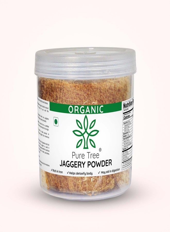 Pure Tree Certified Organic Jaggery Powder | 350 g | Jar | Gur Powder Jaggery Organic | Sugarcane Desi Gud Powder from Jaggery Block (No Preservatives) - Image 1