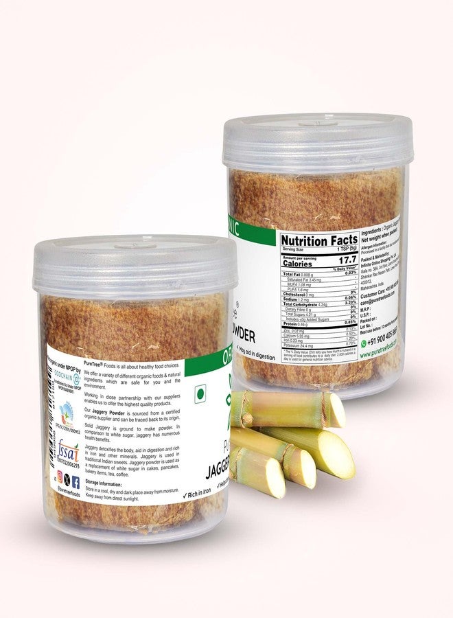 Pure Tree Certified Organic Jaggery Powder | 350 g | Jar | Gur Powder Jaggery Organic | Sugarcane Desi Gud Powder from Jaggery Block (No Preservatives) - Image 2