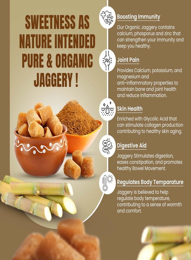 Pure Tree Certified Organic Jaggery Powder | 350 g | Jar | Gur Powder Jaggery Organic | Sugarcane Desi Gud Powder from Jaggery Block (No Preservatives) - Image 3