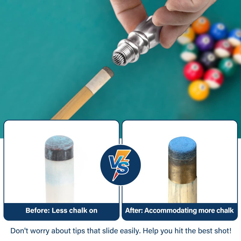 Adhafera Cue Tip Shaper, 3 in 1 of Pool Cue Tip Shaper, The Pool Cue Accessories for Effective and Rapid Repair Cue Tip - Image 2