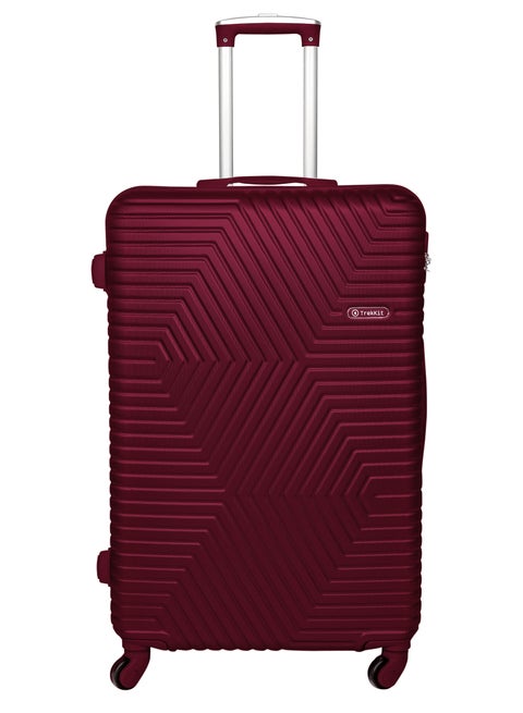TravelWay Lightweight Checked Suitcase Luggage Trolley - Hardshell Suitcase for 30kg Spinner Luggage for Travel | ABS Material with 4 Spinner Wheels (Burgundy Red, 28 Inches (71 cm))