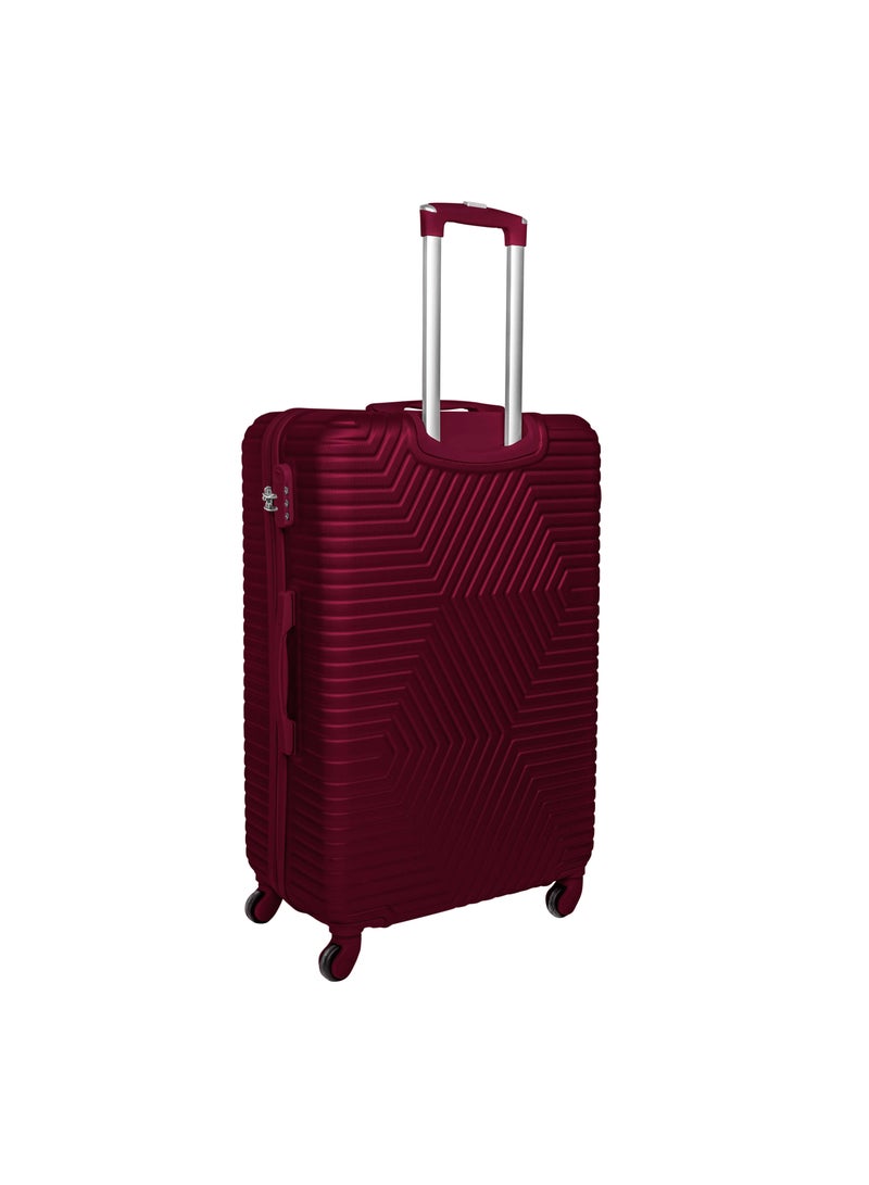 TravelWay Lightweight Checked Suitcase Luggage Trolley - Hardshell Suitcase for 30kg Spinner Luggage for Travel | ABS Material with 4 Spinner Wheels (Burgundy Red, 28 Inches (71 cm))