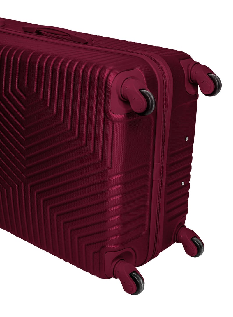 TravelWay Lightweight Checked Suitcase Luggage Trolley - Hardshell Suitcase for 30kg Spinner Luggage for Travel | ABS Material with 4 Spinner Wheels (Burgundy Red, 28 Inches (71 cm))