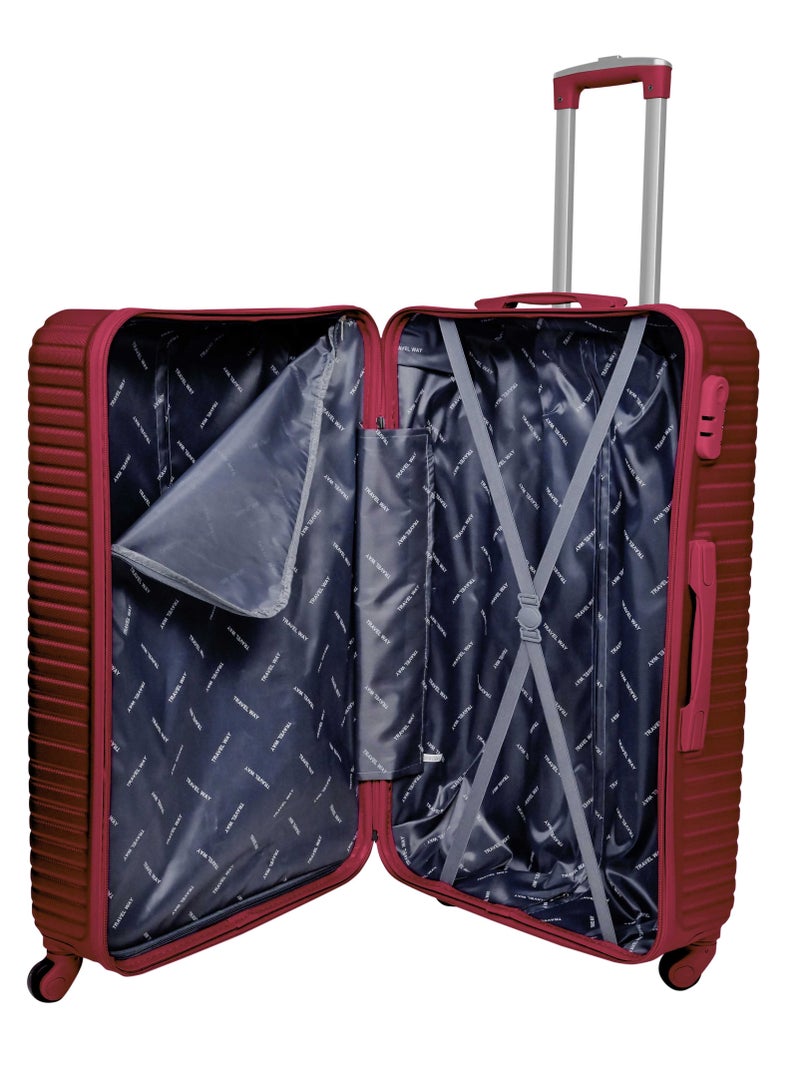 TravelWay Lightweight Checked Suitcase Luggage Trolley - Hardshell Suitcase for 30kg Spinner Luggage for Travel | ABS Material with 4 Spinner Wheels (Burgundy Red, 28 Inches (71 cm))