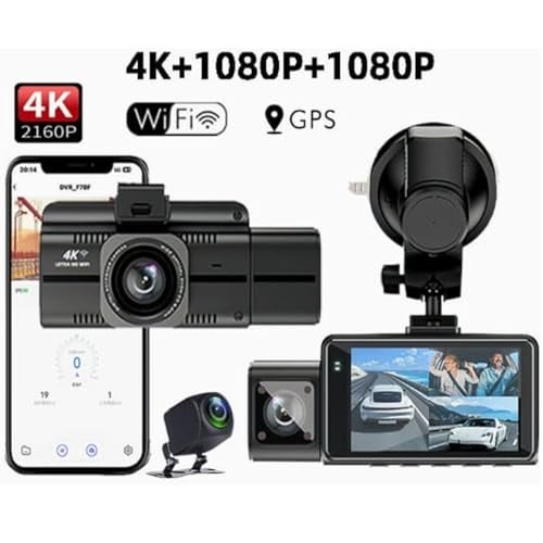 Maharsh 3 Dash Cam 4K Front 1080 Rear & 1080 Cabin Dashcam WiFi GPS Front Cabin Recorder Cars Infrared Night IPS Screen Loop Recording Wdr Parking - Image 2