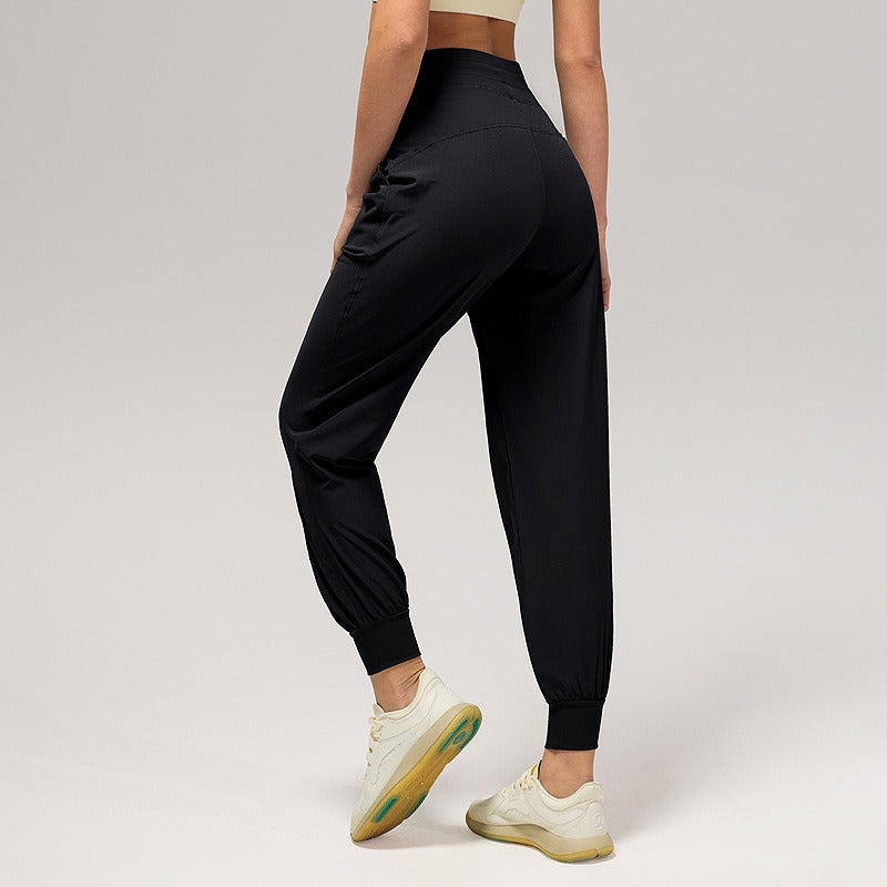 Women's Summer Quick-Dry Running Straight Yoga Pants with Elastic Drawstring