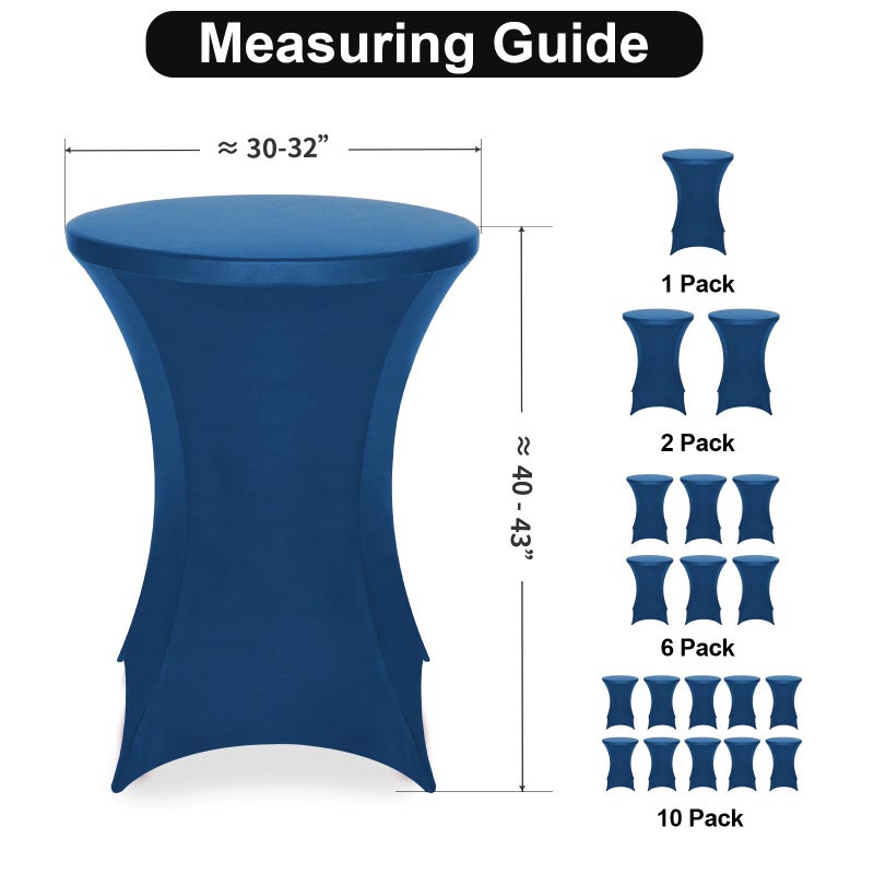 FestiCorp 2 Pack Spandex Blue Table Cover  Cocktail Fitted Tablecloths  Round Highboy Stretch Table Covers Cloths for Party  DJ  Bar  Wedding  Birthday  Banquet  30""-32"" Diameter x 40""-43"" Height - Image 2