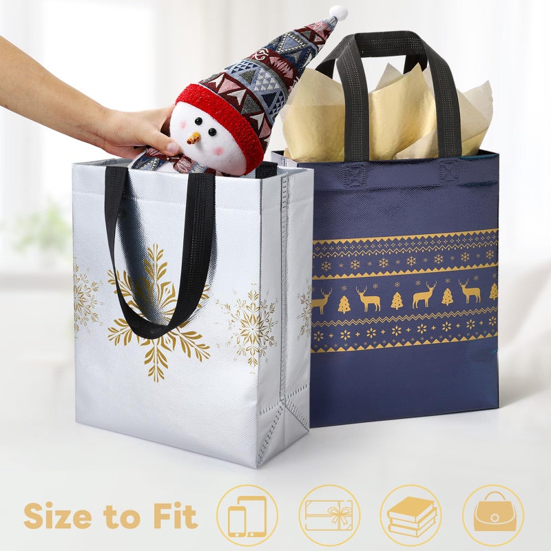 Stypop 16 Pack 10"" Christmas Gift Bags Medium Size With Tissue Paper  Reusable Christmas Tote Bags With Handles  Non-Woven Holiday Gift Bags For Christmas Gift Wrap  10.2"" * 8.3"" * 4"" - Image 2