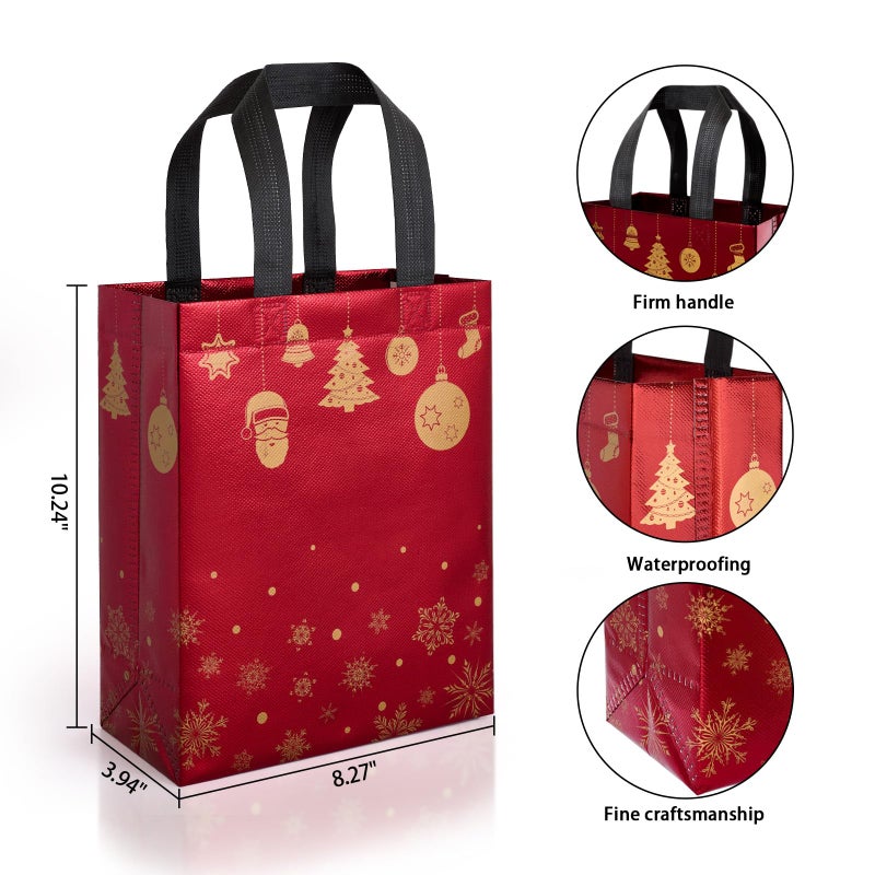 Stypop 16 Pack 10"" Christmas Gift Bags Medium Size With Tissue Paper  Reusable Christmas Tote Bags With Handles  Non-Woven Holiday Gift Bags For Christmas Gift Wrap  10.2"" * 8.3"" * 4"" - Image 3