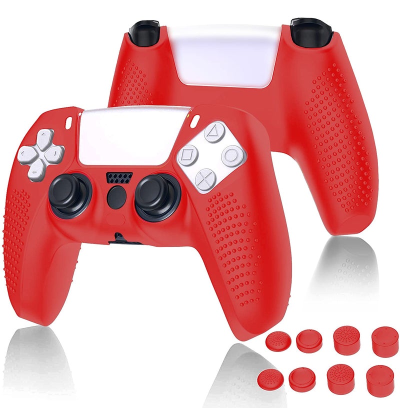 ps5 Controller Skins, Silicone Cover Skin Case with 8 Thumb Grip Caps, Anti-Slip Anti-Scratch Protective Cover Shell Fit Playstation 5 Controller Accessories
