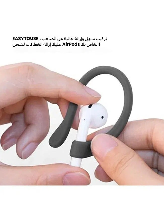 General Non-slip sports hook, silicone, compatible with Apple AirPods 1/2/3/Pro/Pro 2, for running, jogging, cycling, fitness, gray  - Image 3
