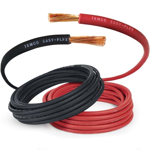 TEMCo Industrial TEMCo 6 Gauge AWG 25 Ft Black + 25 Ft Red Flexible Pure Copper Made in USA Welding Cable Battery Wire - Heavy Duty Solar, Inverter, Car, RV, Truck - Image 1