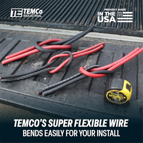 TEMCo Industrial TEMCo 6 Gauge AWG 25 Ft Black + 25 Ft Red Flexible Pure Copper Made in USA Welding Cable Battery Wire - Heavy Duty Solar, Inverter, Car, RV, Truck - Image 3