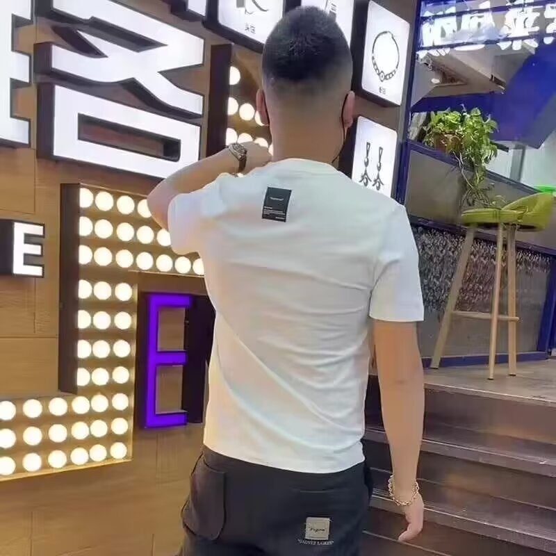 Trendy Brand Fashionable Simple Short-Sleeved T-Shirt Men'S Youth Slim-Fit Round Neck Cotton Half-Sleeved Base Shirt - Image 3