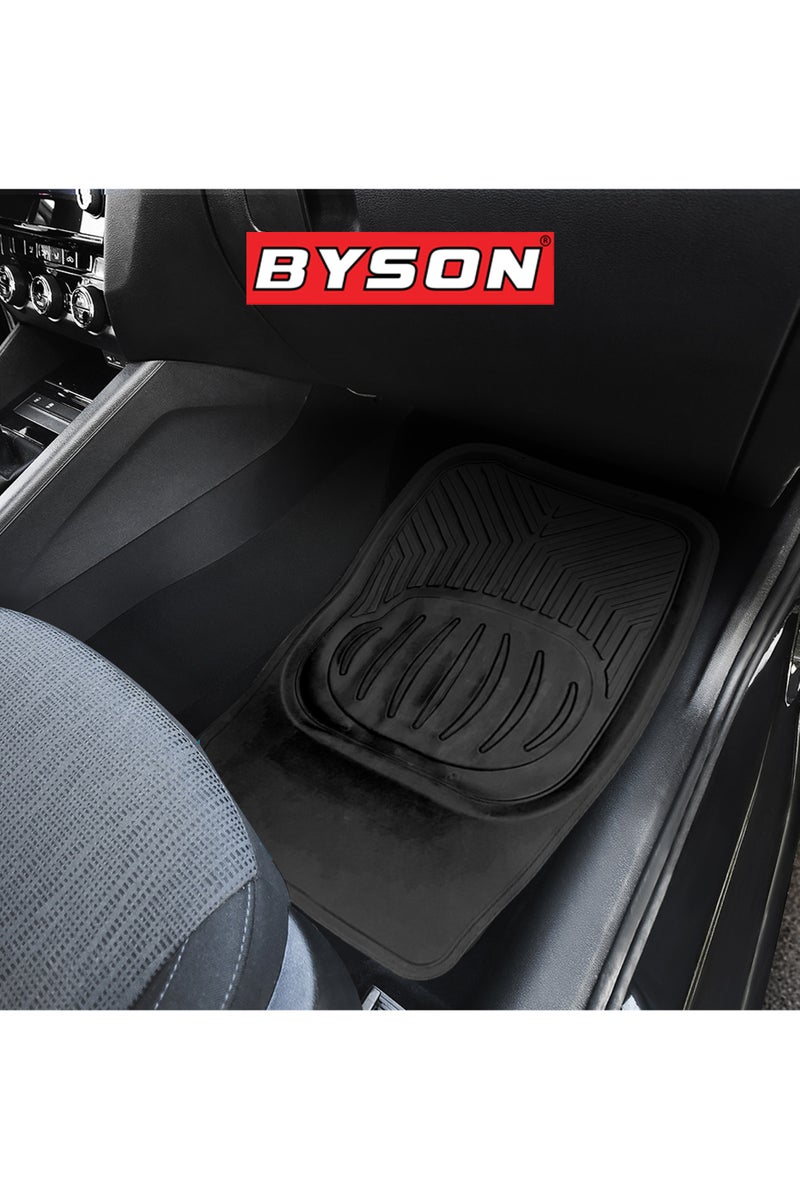 BYSON PVC Car Mat 5 Piece Set for Front and Rear Seats - Durable Waterproof Anti-Slip Floor Mats for SUV and Sedan - Universal Fit Easy Clean All Weather Car Interior Protection (Black) - Image 4