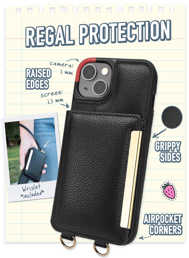 سمارتيش جراب محفظة أنيق لهاتف آيفون 13 للنساء - ملكة الرقص [حقيبة يد/كلاتش مع حزام قابل للفصل وحزام للمعصم] غطاء واقٍ مع حامل بطاقات ائتمان - أسود ذهبي أنيق - Image 4